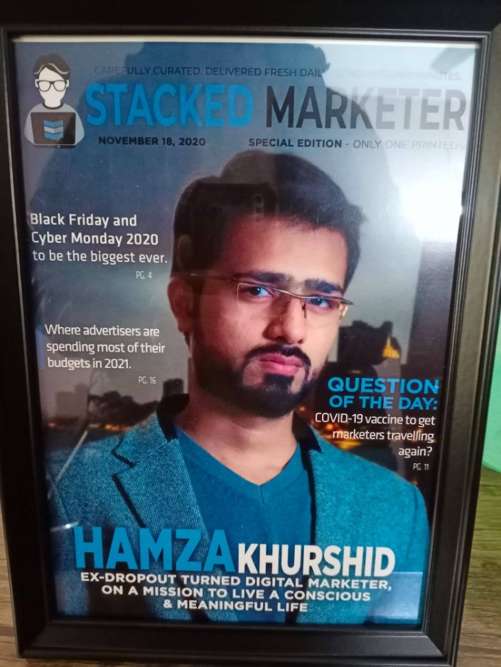 Hamza Khurshid on Magazine Cover of Staccked Marketer